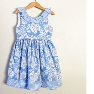 Savannah blue white dress bow back size 6 years